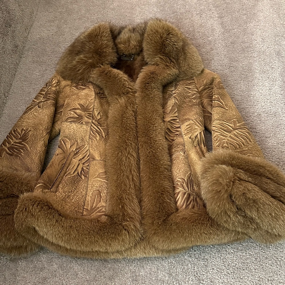 Luxurious Tan Suede Fur Women's Teddy Jacket.